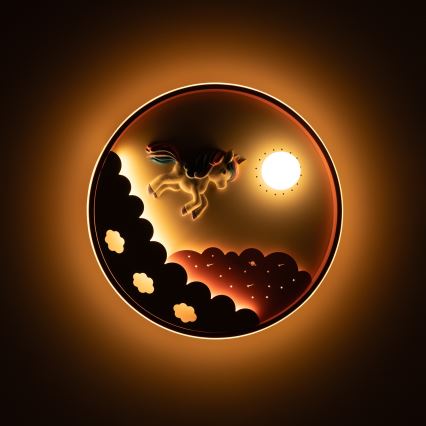 Brilagi - Plafonieră LED reglabilă pentru copii UNICORN, LED 68W, 230V, 3000–6000K, Ø 49 cm + telecomandă