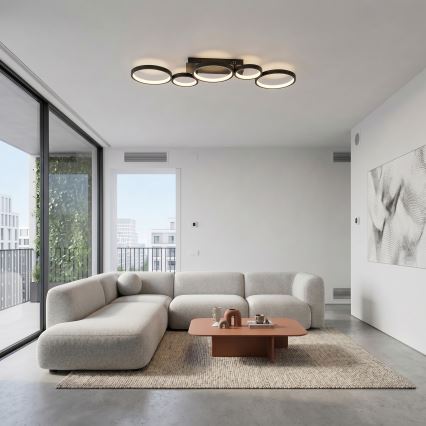 Brilagi - RINGO Plafonieră LED reglabilă 34W/230V 3000-6000K 28x84 cm, negru + telecomandă