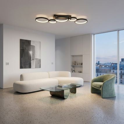 Brilagi - RINGO Plafonieră LED reglabilă 34W/230V 3000-6000K 28x84 cm, negru + telecomandă