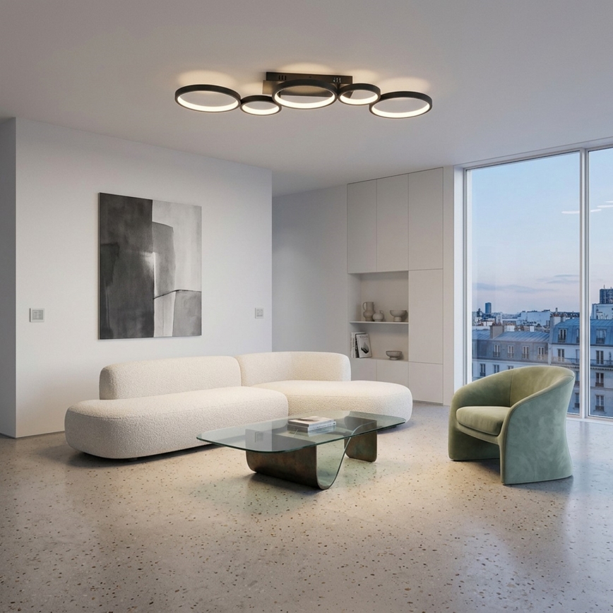 Brilagi - RINGO Plafonieră LED reglabilă 34W/230V 3000-6000K 28x84 cm, negru + telecomandă