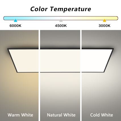 Brilagi - Plafonieră LED dimabilă SLIMFRAME LED/80W/230V 120x60 cm 3000-6000K neagră + telecomandă