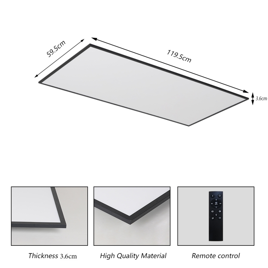 Brilagi - Lampă de tavan LED dimmabilă SLIMFRAME LED/80W/230V 120x60 cm 3000-6000K negru + telecomandă