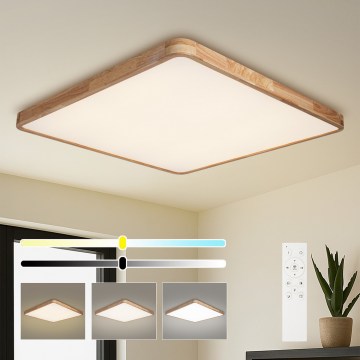 Brilagi - Plafonieră LED reglabilă WOODLINE SQUARE LED/180W/230V 3000-6000K stejar 100x100 cm + telecomandă