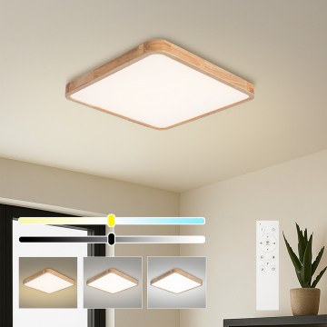 Brilagi - Plafonieră LED reglabilă WOODLINE SQUARE LED/80W/230V 3000-6000K, finisaj stejar, 60x60 cm + telecomandă