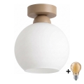 BRILAGI - Plafonieră LED RETRO GLASS 1xE27/60W/230V, diametru 15 cm, bej/alb