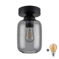 BRILAGI - plafonieră LED RETRO GLASS 1xE27/60W/230V, Ø 14 cm, negru/gri fumuriu