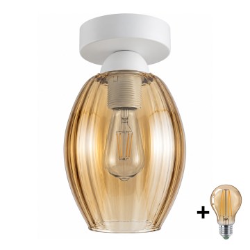 BRILAGI - Plafonieră LED RETRO GLASS 1xE27/60W/230V Ø 17 cm alb/bej fumuriu