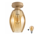 BRILAGI - Plafonieră LED RETRO GLASS 1xE27/60W/230V Ø 17 cm bej/fumuriu bej