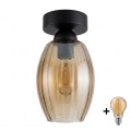 BRILAGI - Plafonieră LED RETRO GLASS 1xE27/60W/230V Ø 17 cm negru/bej fumuriu