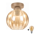 BRILAGI - Plafonieră LED RETRO GLASS 1xE27/60W/230V Ø 18 cm bej/bej fumuriu bej