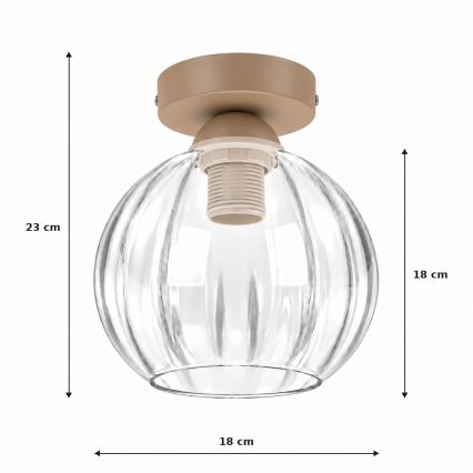 BRILAGI - Plafonieră LED RETRO GLASS 1xE27/60W/230V Ø 18 cm bej/transparentă