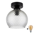BRILAGI - Plafonieră LED RETRO GLASS 1xE27/60W/230V Ø 18 cm negru/gri fumuriu