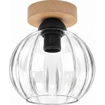 BRILAGI - Plafonieră LED RETRO GLASS 1xE27/60W/230V Ø 18 cm stejar/transparent