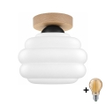 BRILAGI - Plafonieră LED RETRO GLASS 1xE27/60W/230V Ø 20 cm stejar/alb