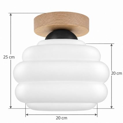 BRILAGI - Plafonieră LED RETRO GLASS 1xE27/60W/230V Ø 20 cm stejar/alb