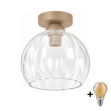 BRILAGI - Plafonieră LED RETRO GLASS 1xE27/60W/230V Ø 25 cm bej/transparent