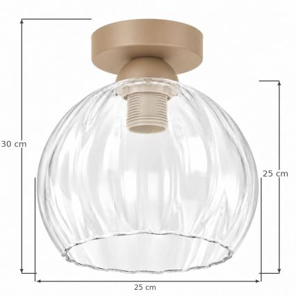 BRILAGI - Plafonieră LED RETRO GLASS 1xE27/60W/230V Ø 25 cm bej/transparent