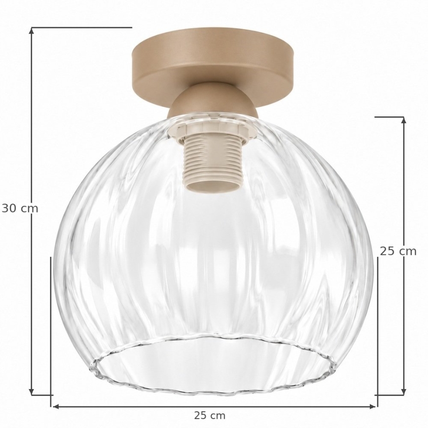 BRILAGI - Plafonieră LED RETRO GLASS 1xE27/60W/230V Ø 25 cm bej/transparent