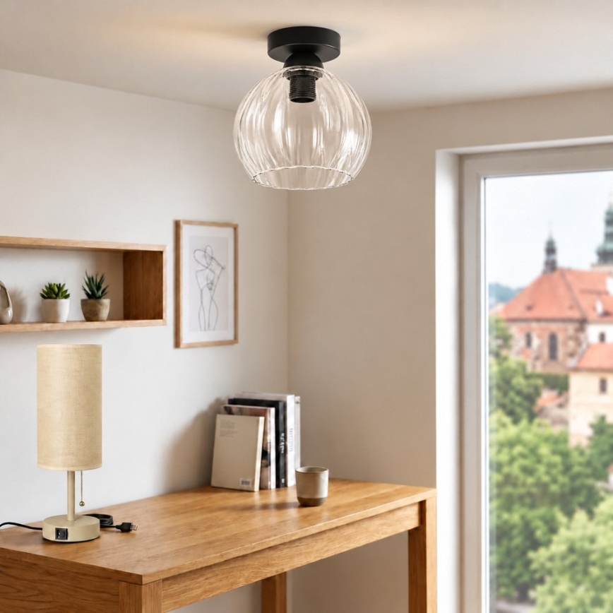 BRILAGI - Plafonieră LED RETRO GLASS 1xE27/60W/230V Ø 25 cm neagră/transparentă