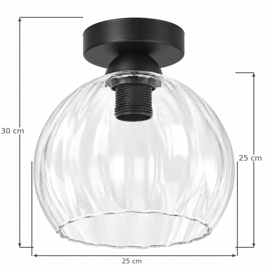 BRILAGI - Plafonieră LED RETRO GLASS 1xE27/60W/230V Ø 25 cm neagră/transparentă