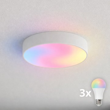 Brilagi - Plafonieră LED RGBW CLARE pentru baie, reglabilă, 3xE27/9W/230V, 2700-6500K, Ø 40 cm, IP54, Wi-Fi, alb