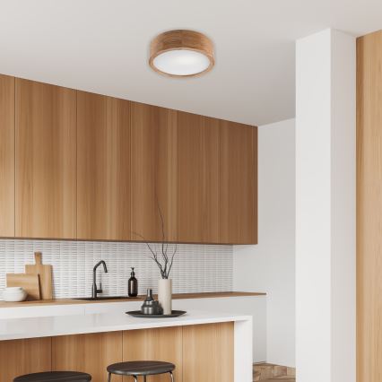 Brilagi - Plafonieră LED RGBW reglabilă CARVALHO, 1x E27 / 9W / 230V, 2700–6500K, Wi-Fi, stejar, Ø 27,5 cm