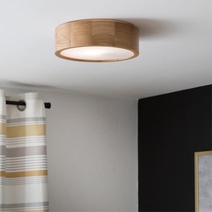 Brilagi - Plafonieră LED RGBW reglabilă CARVALHO, 1x E27 / 9W / 230V, 2700–6500K, Wi-Fi, stejar, Ø 27,5 cm