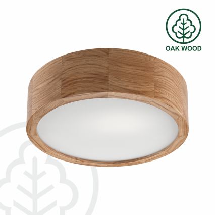 Brilagi - Plafonieră LED RGBW reglabilă CARVALHO, 1x E27 / 9W / 230V, 2700–6500K, Wi-Fi, stejar, Ø 27,5 cm