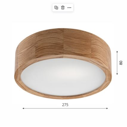 Brilagi - Plafonieră LED RGBW reglabilă CARVALHO, 1x E27 / 9W / 230V, 2700–6500K, Wi-Fi, stejar, Ø 27,5 cm