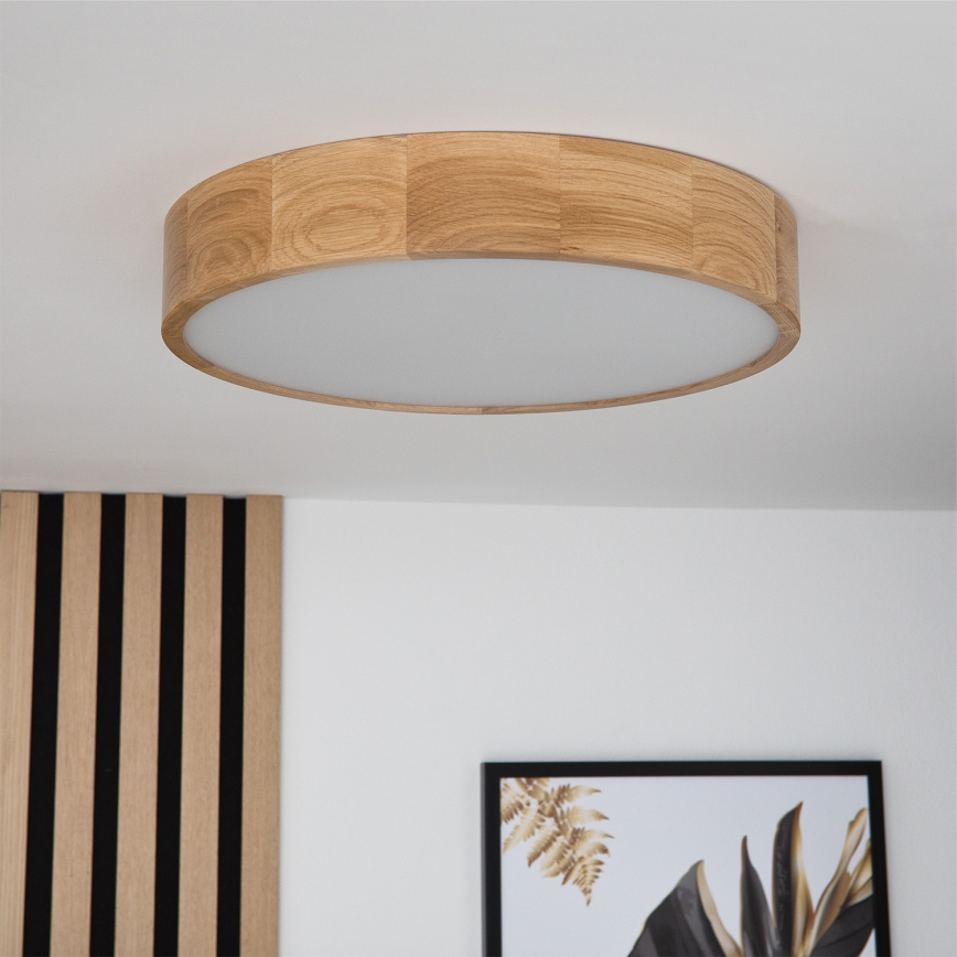Brilagi - Plafonieră LED RGBW reglabilă CARVALHO 3xE27/9W/230V 2700-6500K Wi-Fi stejar Ø 47,5 cm