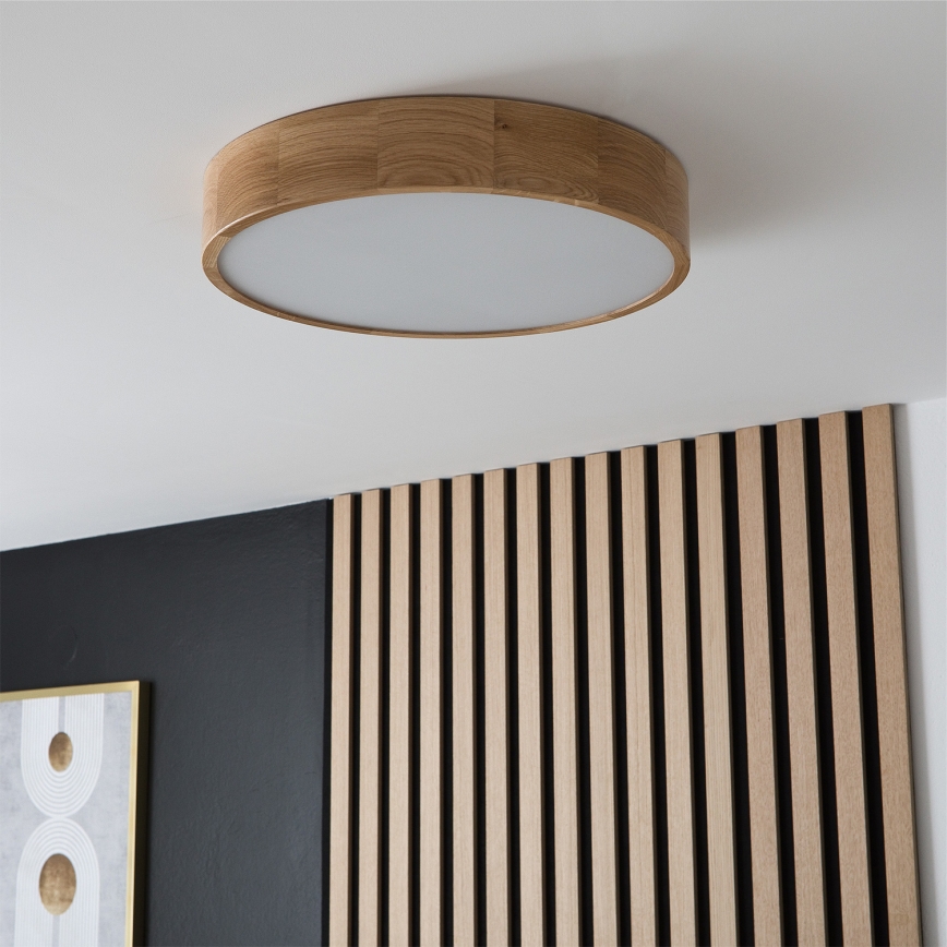 Brilagi - Plafonieră LED RGBW reglabilă CARVALHO 3xE27/9W/230V 2700-6500K Wi-Fi stejar Ø 47,5 cm