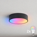 BRILAGI - Plafonieră LED RGBW dimabilă CLARE, 2xE27/12W/230V, 2700-6500K, Ø 30 cm, Wi-Fi, negru