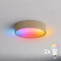 BRILAGI - Plafonieră LED RGBW dimabilă pentru baie CLARE 2xE27/12W/230V 2700-6500K Ø 30 cm IP54 bej