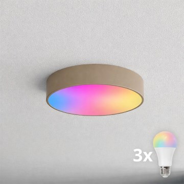 BRILAGI - Plafonieră LED RGBW dimabilă pentru baie CLARE 3xE27/12W/230V 2700-6500K Ø 40 cm IP54 bej