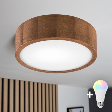 Brilagi - Plafonieră LED RGBW dimmabilă CARVALHO 1xE27/9W/230V 2700-6500K Wi-Fi stejar Ø 27,5 cm