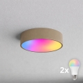 BRILAGI - Plafonieră LED RGBW reglabilă CLARE 2xE27/12W/230V 2700-6500K Ø 30 cm bej