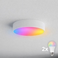 BRILAGI - Plafonieră LED RGBW reglabilă pentru baie CLARE 2xE27/12W/230V 2700-6500K Ø 30 cm IP54 albă