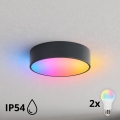 BRILAGI - Plafonieră LED RGBW reglabilă pentru baie CLARE 2xE27/12W/230V Ø 30 cm antracit IP54
