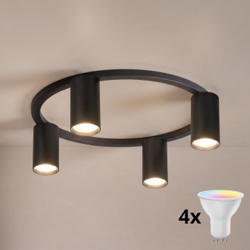 Brilagi - Plafonieră LED RGBW reglabilă SELE 4xGU10/6,5W/230V 2700-6500K neagră