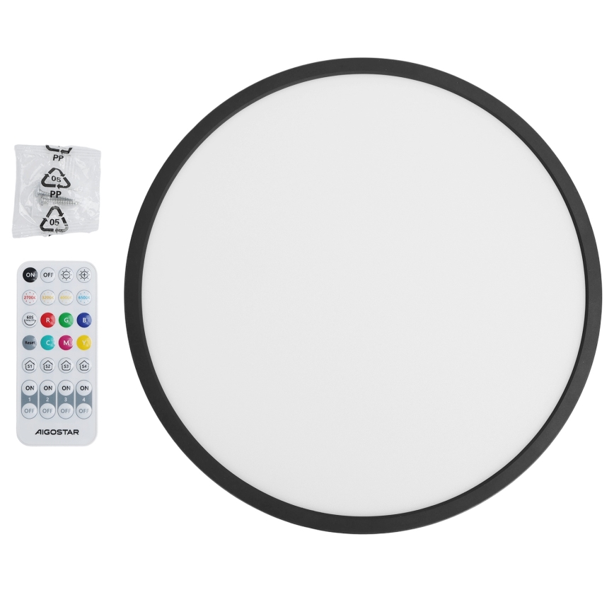 Brilagi VIBE - plafonieră LED RGBW reglabilă LED/36W/230V 3000–6500K Ø 40 cm, neagră + telecomandă