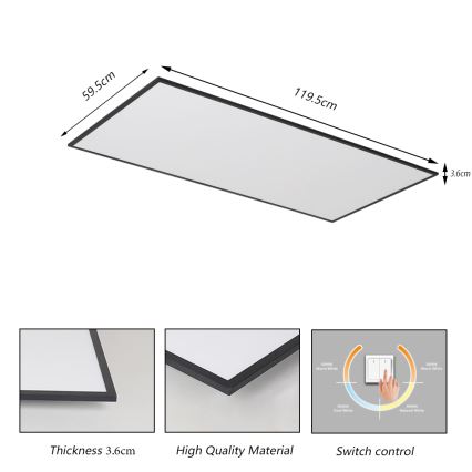 Brilagi - Plafonieră LED SLIMFRAME LED/80W/230V 120x60 cm 3000/4000/6000K neagră