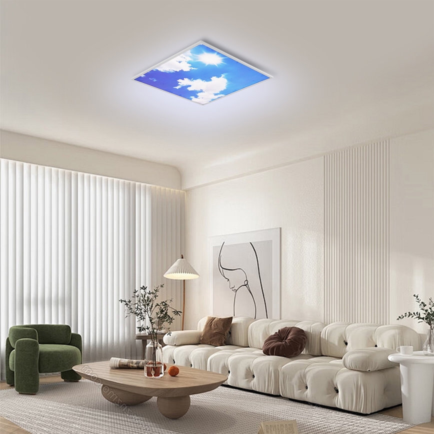 Brilagi - Plafonieră LED SLIMFRAME SKY, 58W, 230V, 60 x 60 cm, argintiu/albastru