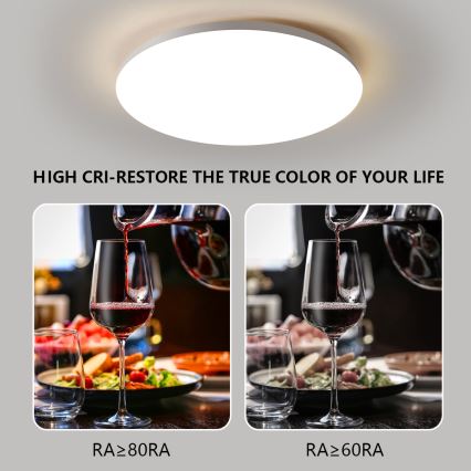 Brilagi - Plafonieră LED SMART reglabilă, 24W, 230V, Ø 38 cm, 3000-6000K, Wi-Fi Tuya Beacon + telecomandă