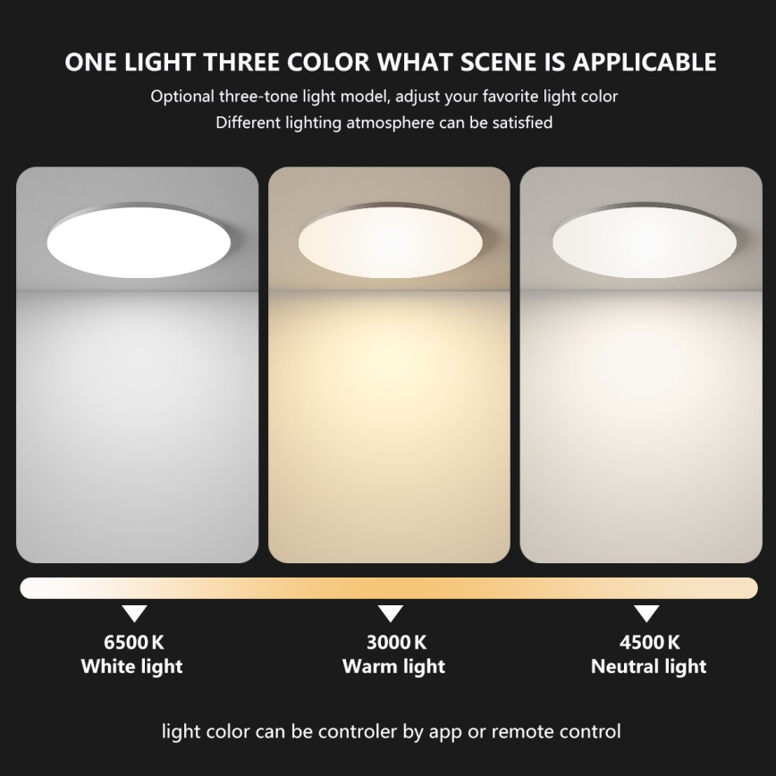 Brilagi - Plafonieră SMART LED dimabilă, 24W/230V, Ø 38 cm, 2700-6500K, Wi-Fi Tuya + telecomandă