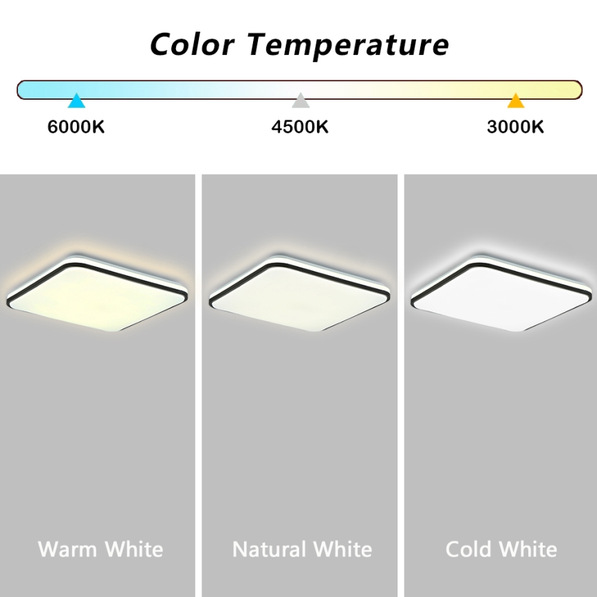 Brilagi - Plafonieră SMART LED dimabilă, 36W/230V, 53x53 cm, 3000-6000K, Wi-Fi Tuya Beacon + telecomandă