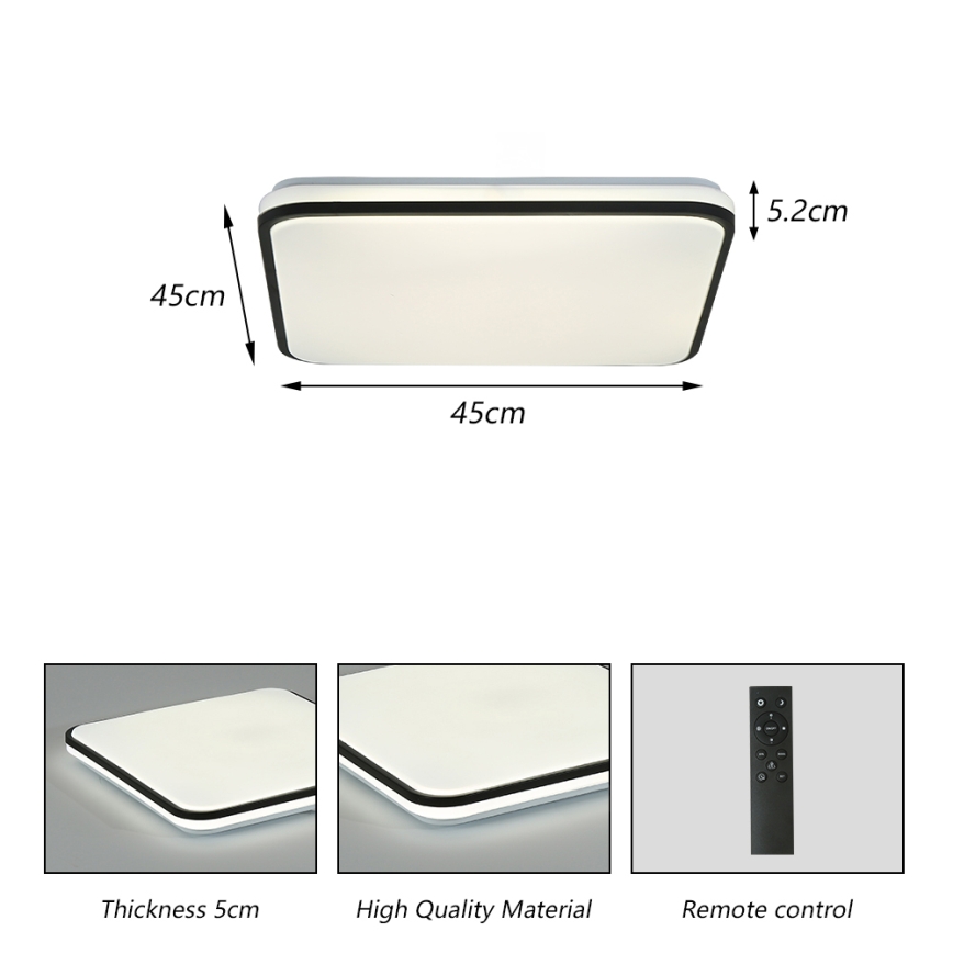 Brilagi - Plafonieră SMART LED dimabilă, 36W/230V, 53x53 cm, 3000-6000K, Wi-Fi Tuya Beacon + telecomandă