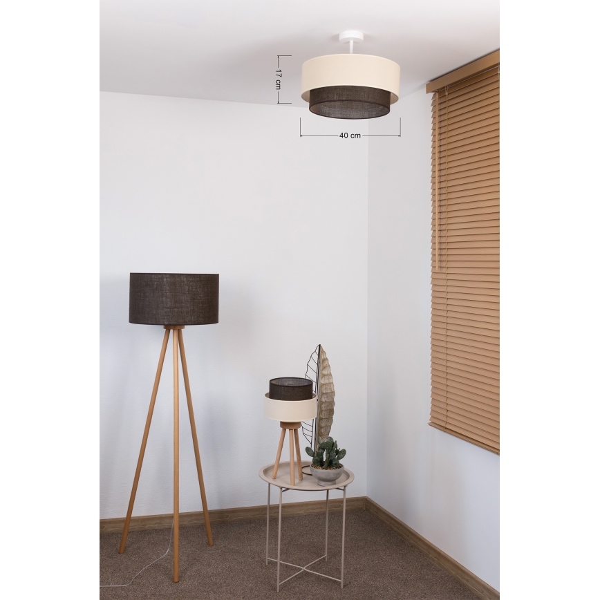 Brilagi - Plafonieră LED stil Boho, 1xE27/15W/230V, Ø 40 cm, crem/maro