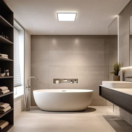 Brilagi - Plafonieră LED pentru baie Ultra Slim, 18 W, 230 V, 30 x 30 cm, argintie, IP54