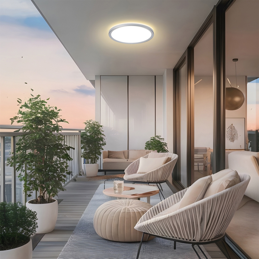 Brilagi - Plafonieră LED Ultra Slim pentru baie, 24W, 230V, Ø 42 cm, argintie, IP54