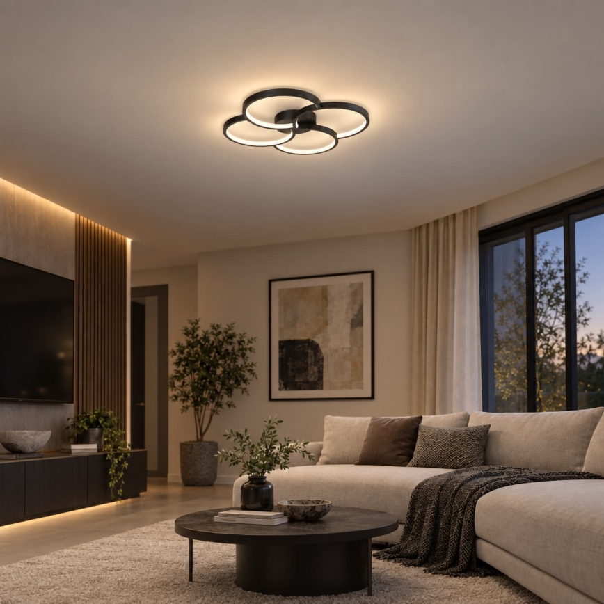 BRILAGI - Plafonieră LED VELO, 42 W, 230 V, 4000 K, Ø 52 cm, negru